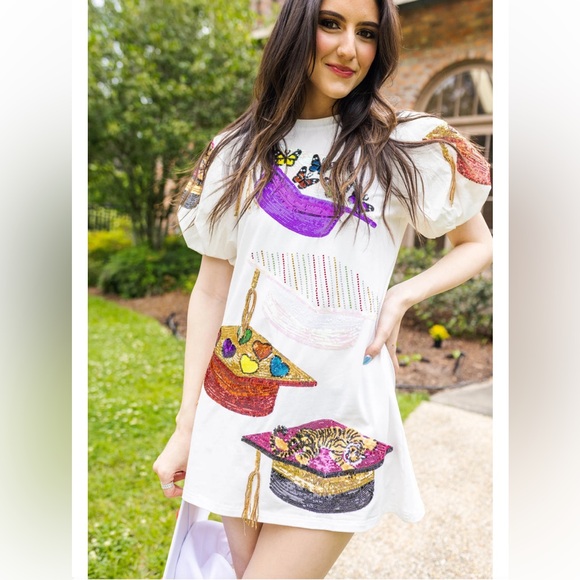 QUEEN OF SPARKLES Dresses & Skirts - Queen of Sparkles sequin grad cap dress size small